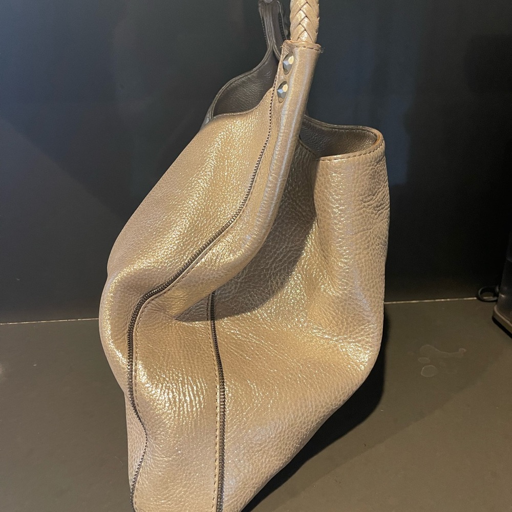 MICHELE BRAND Leather Silver Tote